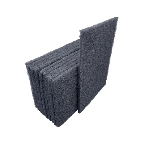 VSM 10-Pack: 6" x 9", Gray - Ultra Fine, Non-Woven Hand Pad, Silicon Carbide Grains, Rust and Oxidation Resistant, Multipurpose Abrasive Scrub Pad for Finishing and Cleaning