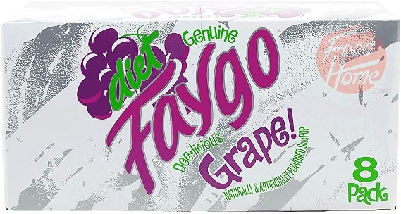 Diet Faygo Grape! flavored soda pop. 8-pack 12-fl. oz. cans in box (1)
