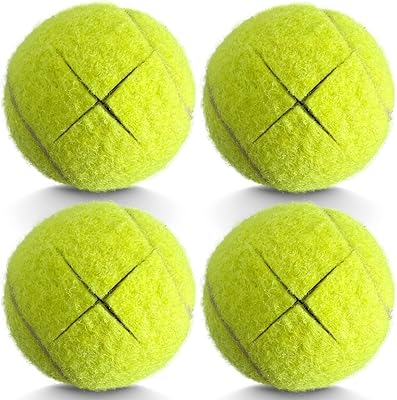 4 Pack Precut Tennis Balls for Walkers, Heavy Duty Glide Balls for Walkers & Furniture Legs - Universal Floor Protectors, Long Lasting & Easy Installation
