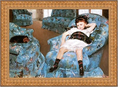 Design Toscano Little Girl in a Blue Armchair, 1878: Canvas Replica Painting: Large