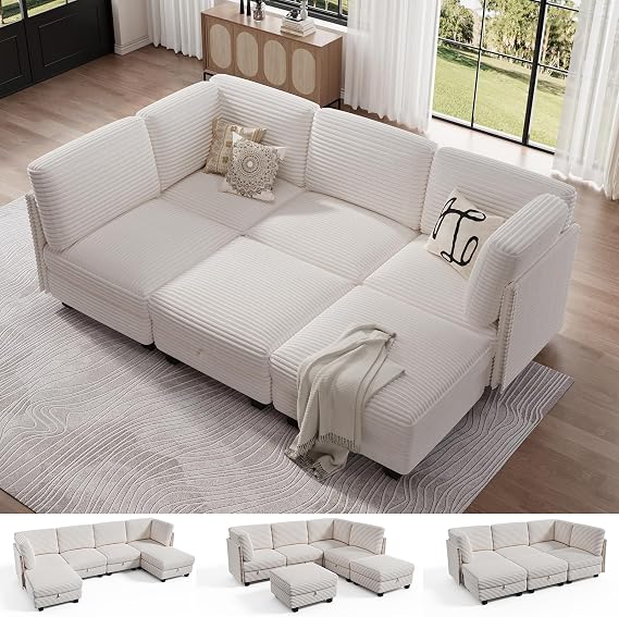 Modular Sectional Cloud Couch, Convertible Sleeper Sofa Bed for Living Room