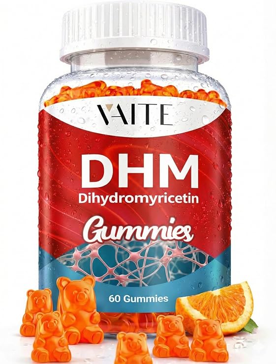 Dihydromyricetin DHM 600mg Supplement Ampelopsis Grossedentata Extract, Plant-Based Formula, Focus & Clarity Support, Antioxidant Action, Non-GMO, Easy to Take, 60 Vegan-Friendly Chewable Gummies