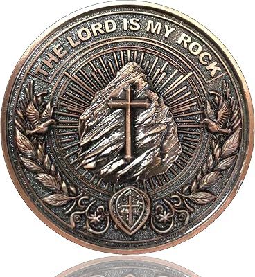 Inspirational Christian Challenge Coin - The Lord is My Rock - Zinc Alloy, 1.57 Inch Diameter, Psalms 18:2 Scripture, Protective Case Included Single Coin