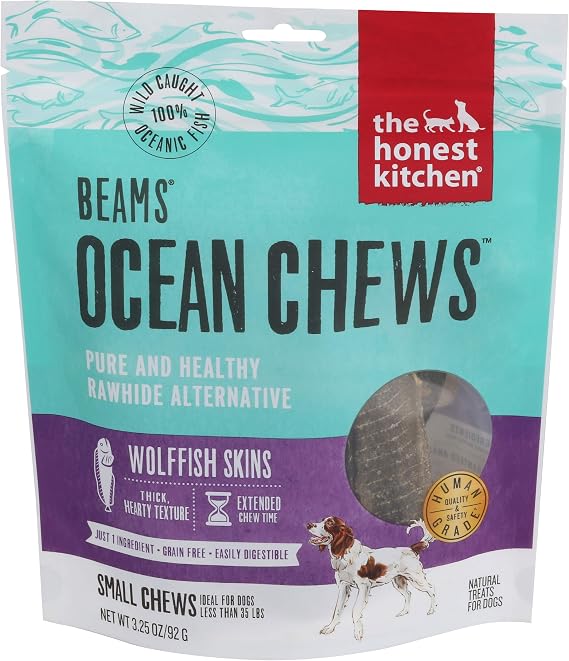 The Honest Kitchen Beams Grain-Free Dog Chew Treats - Natural Human Grade Dehydrated Fish Skins, 6.5 oz Small