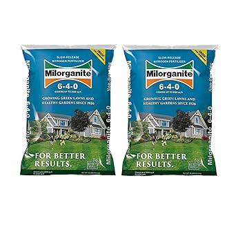 Milorganite All-Purpose Eco-Friendly Slow-Release Nitrogen 6-4-0 Fertilizer, 32 Pound Bag (Pack of 2) - for Lawns, Flowers, Gardens