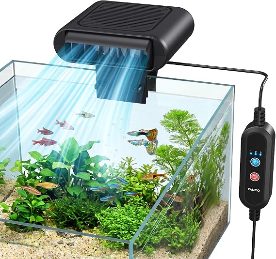 PAIZOO Aquarium Chiller Fan, Quiet Fish Tank Cooling Fan with 3 Speed Modes | Cooling 3-7F, 24dB Ultra-Quiet, Suitable For Small Desktop Fish Tanks, Axolotl, Goldfish, Clownfish Tanks, USB Power Supply