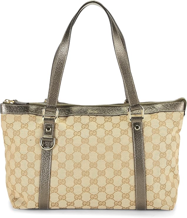 Pre-loved Original GG Canvas Abbey Zip Tote, Silver