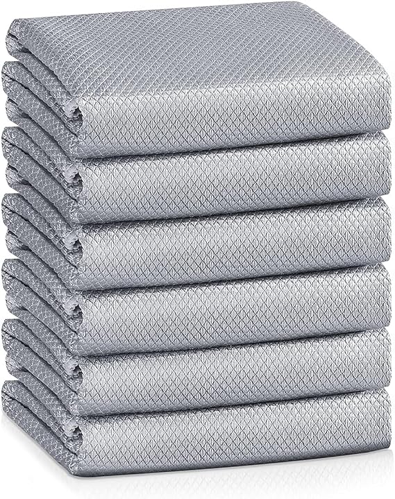 Microfibre Cleaning Cloths Microfiber Lint free Cloths Towels Polishing Cloths for Dishes Glasses Car Windows Mirrors Screen TV Tablets Camera Grey 6PCS 30CM X 40CM