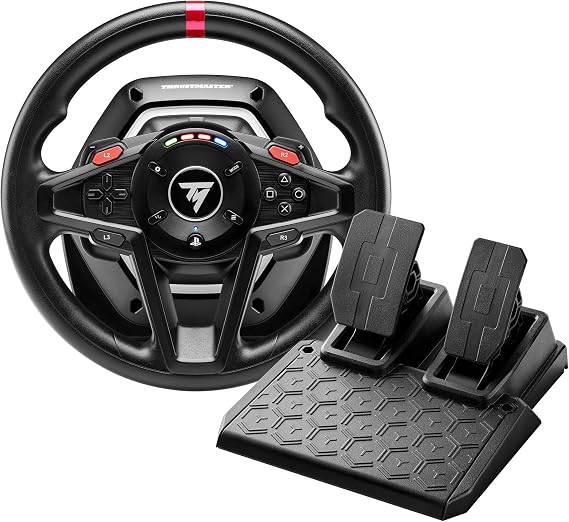 Playstation公式ライセンスThrustmaster スラストマスター ハンコン T128 PS5 PS4 PC ハンドルコントローラー レーシングゲーム フォースフィードバックシステム 磁気ペダルセット 国内正規品1年間メーカー保証 ブラック