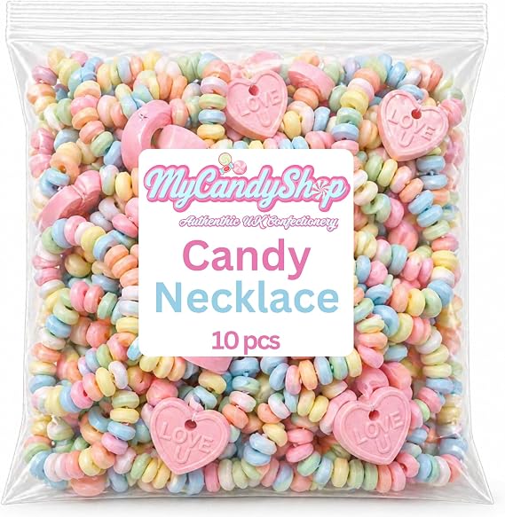 Candy Necklace/Sweet Necklace Pack of 10 - Packed in a Resealable Bag - Ideal Treat or Gift for Parties, Weddings or Christmas