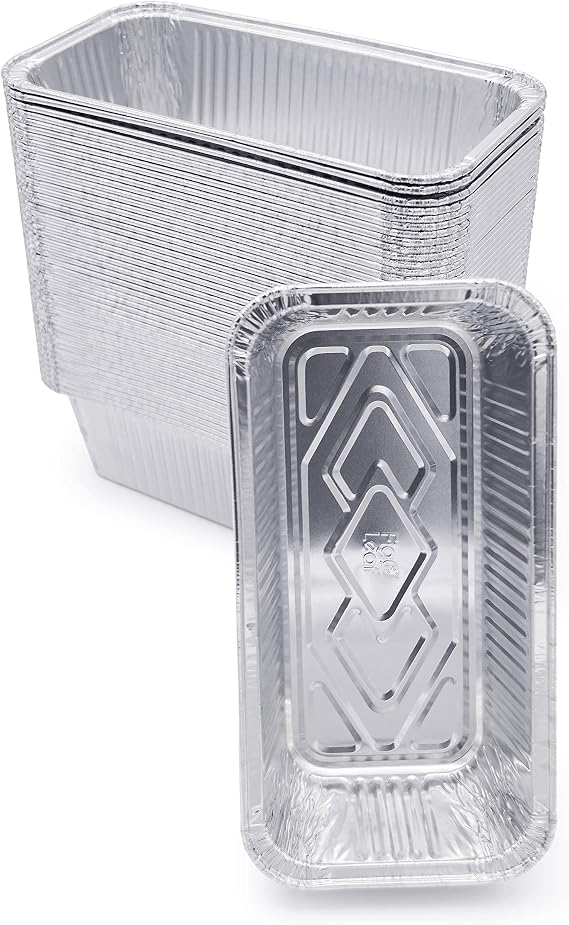 (100 Pack) Premium 2-LB Bread Loaf Baking Pans - 8.5" x 4.5" x 2.5" l Heavy Duty l Disposable Aluminum Foil Tins for Cakes Meatloaf Lasagna