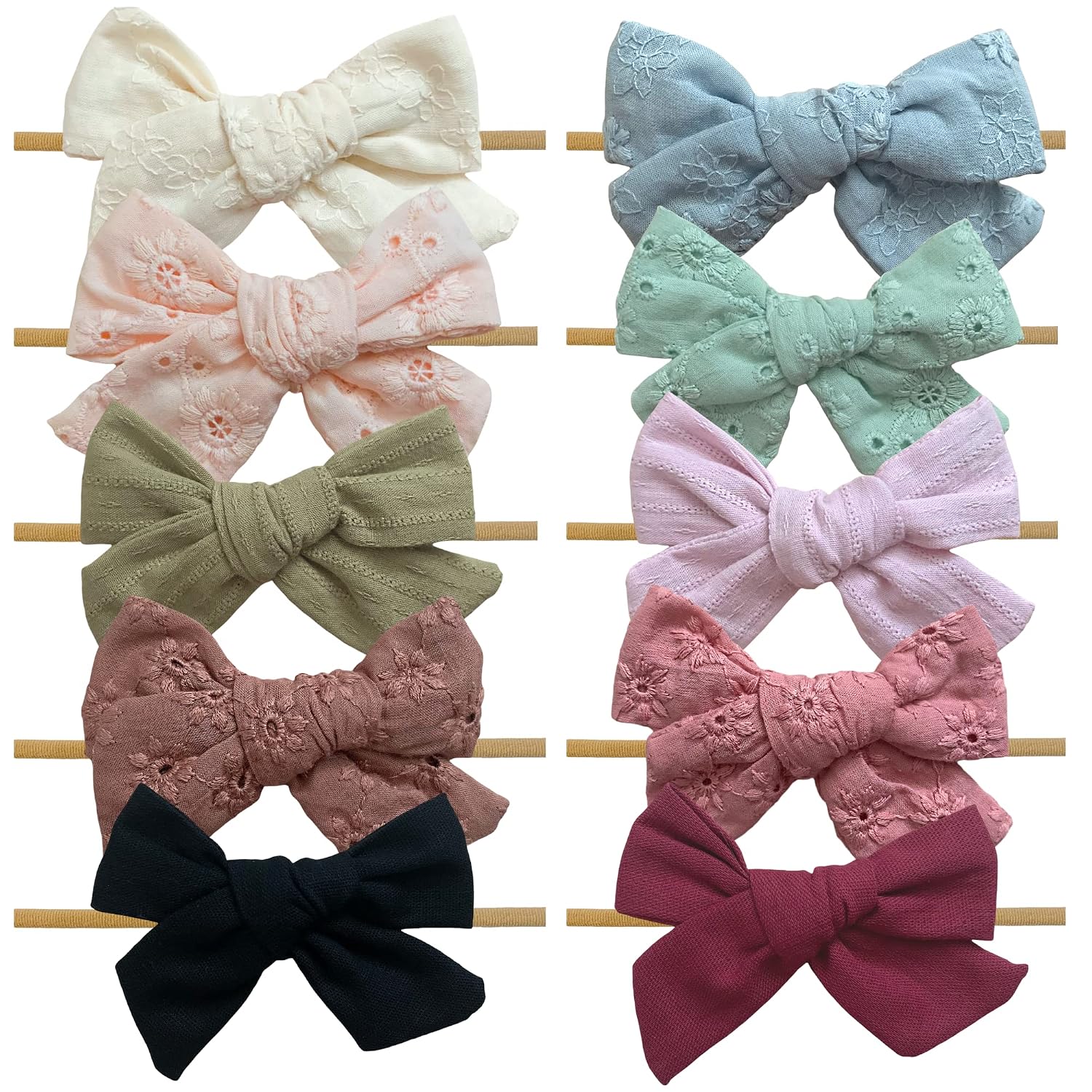 Baby Bow Headbands - 10PCS Baby Girl Nylon Headbands