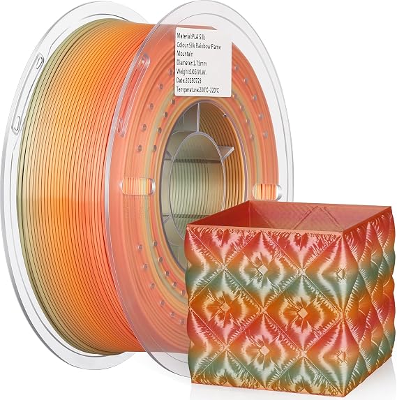 LANDU Silk PLA 3D Printer Filament Multicolor Rainbow PLA Filament 1.75mm Gradient Color Changing Filament 1kg (2.2lbs) Dimensional Accuracy +/- 0.02 mm Silk Rainbow Filament