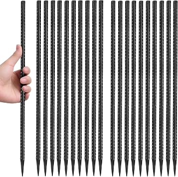 Homwin 16 inches Rebar Stakes 24-Pack Straight Metal Stakes Heavy Duty 5/16" Diameter Ground Stake for Tent, Fence, Landscaping, Concrete Forming, Outdoor Decoration and Plant Support