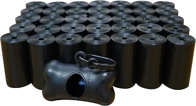 5 700 Poop Bags, Dog Waste Bags, Pet Waste Bags, Durable Premium Bulk Refill Rolls, Black  Leash Bone Dispenser, 12.5 Long & 8.6 Wide