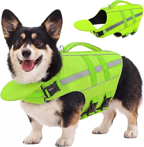 Dog Life Jacket Dog Life Vest for Swimming Boating with Front Chin Float
