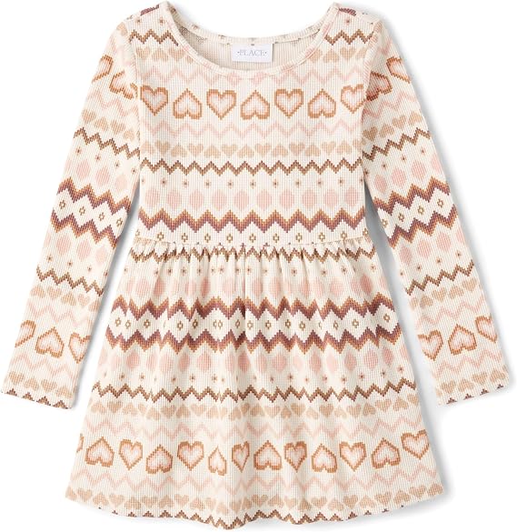 The Children's Place Girls Printed Skater Dress, Long Sleeve