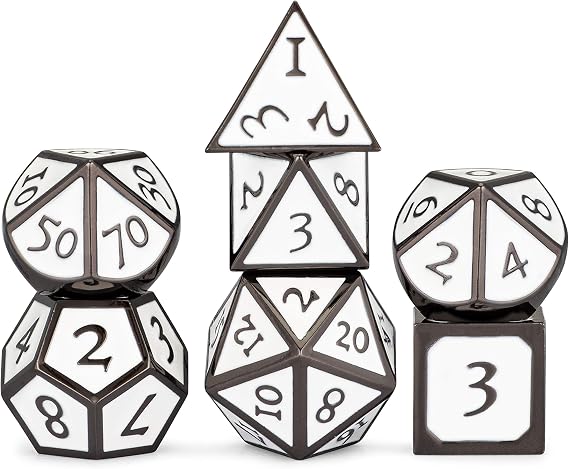 HEIMDALLR Metal D&D Dice Set 7 pcs - Dice Box & Velvet Dice Bag; Metal DND Dice Set D&D (Dungeons and Dragons) w D20 - Blacksmith Craft Dice (Forge & Frost)