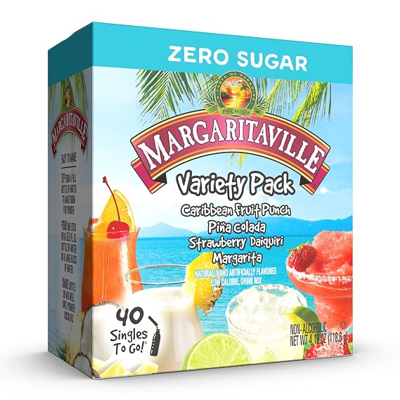 Singles To Go! Margaritaville Powdered Drink Mix, Variety Pack, 40 Packets
