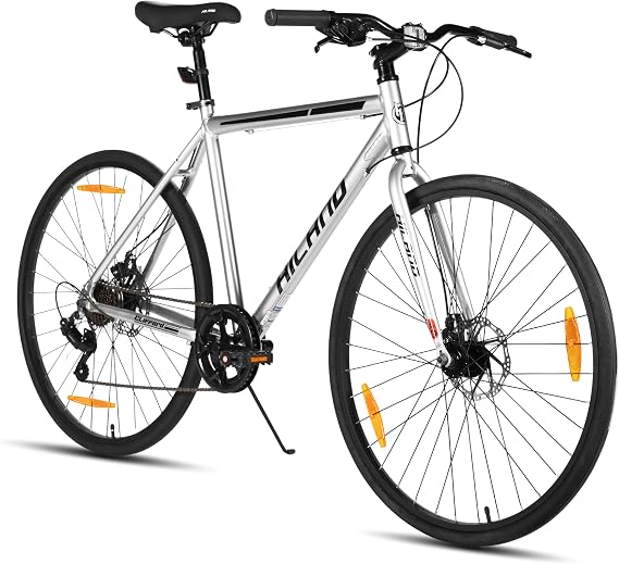 HH HILAND 700C Road Hybrid Bike, 7 speeds Bikes Urban City Commuter Bicycle with Disc Brake for Men Women Adult Comfortable Bicycle
