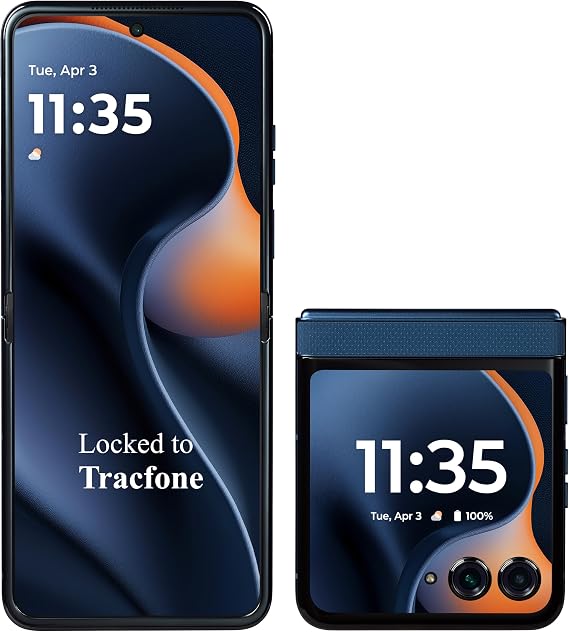 Tracfone Motorola Moto razr 2025, 256GB, 5G, Lock to Tracfone - 6.9" Folding POLED Display, 3.6" External Display, 50MP Camera - Prepaid Smartphone - Gibraltar Sea
