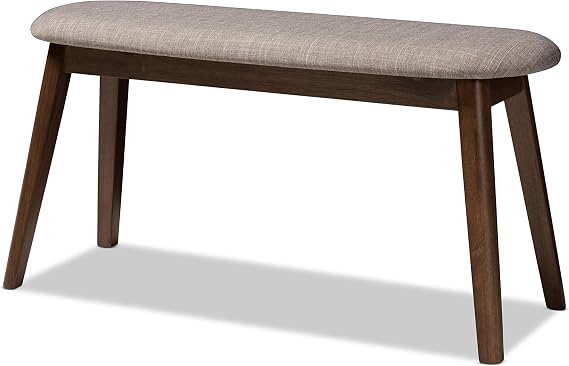 Baxton Studio Ambrelle Bench, Light Grey/Walnut Brown