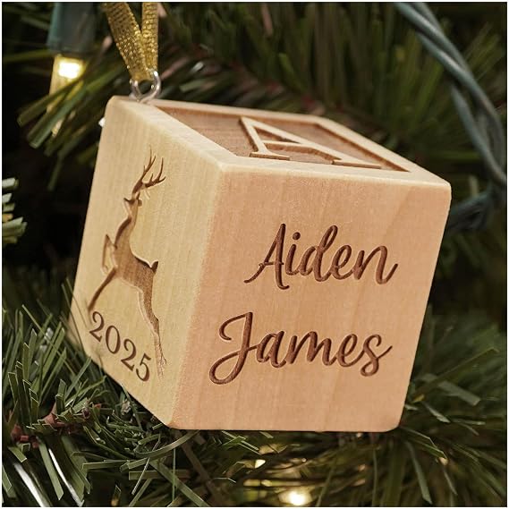 Babies Block Christmas Ornament Gift 2025 or Any Year for Boy or Girl