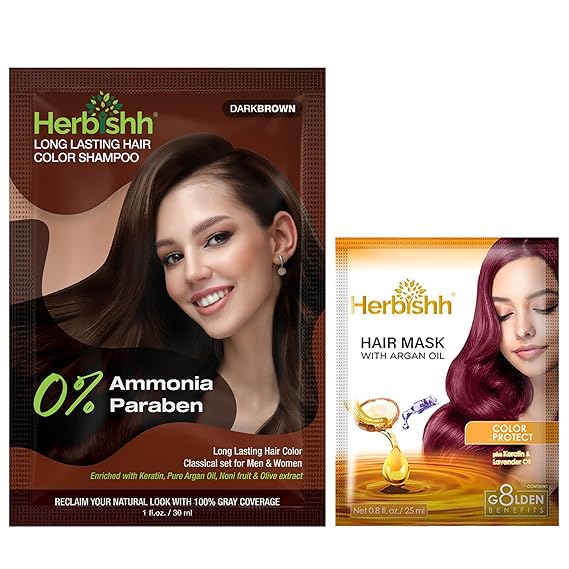 Herbishh Dark Brown Travel Pack Color Shampoo 30ml + Argan Mask 25 ml