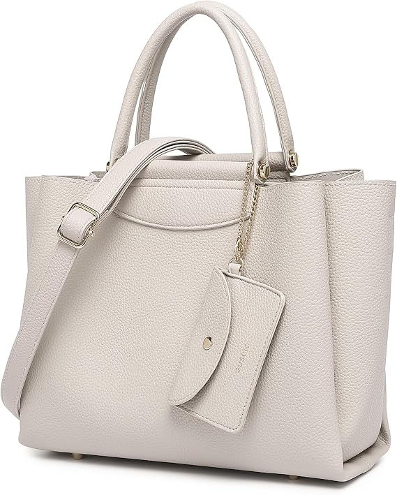 Guscio Italy 171033 2-Way Tote Bag Featured in Oggi Magazine, High-Quality PU Leather, Elegant Square Handbag with Bit Parts for Women