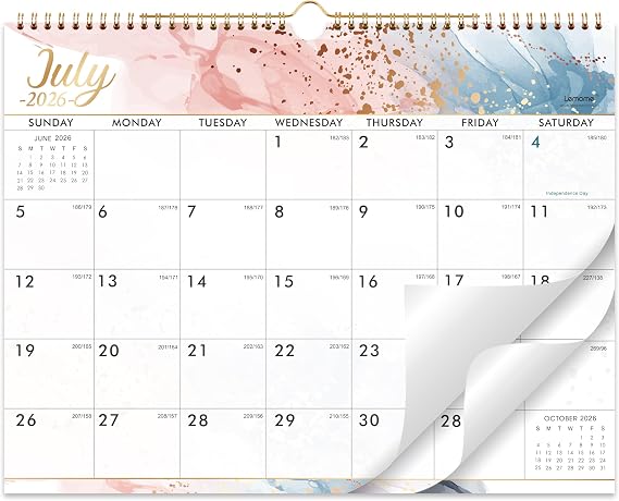 Wall Calendar 2026-2027, 14.8" x 11.4", July 2026 to December 2027 | 18 Months Hanging Calendar, Ample Writing Blocks, for Home Office Wall, Thick Paper, Large Monthly View, Easy Planning