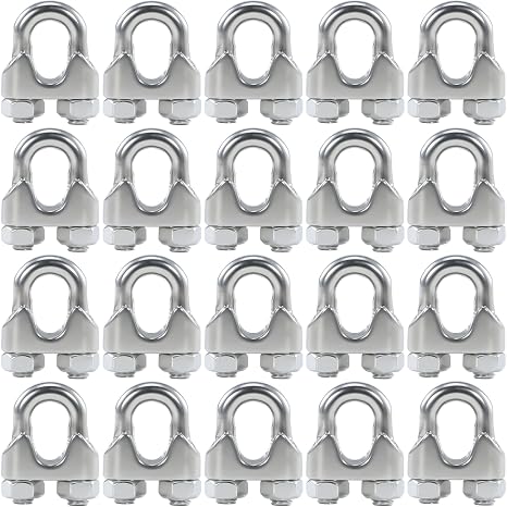 20PCS 1/8 Inches M3 Stainless Steel Wire Rope Clips Cable Clamp