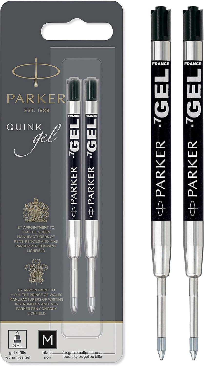 Parker Gel Pen Refills | Medium Tip 0.7mm | Black QUINK Ink | 2 Count