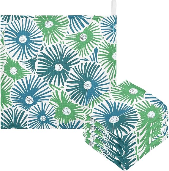 Bolaz Baby Gauze Towels for Kids Soft Handkerchief Newborn 100% Cotton Dandelion Blue Green Absorbent 12x12 Inch 3 Pack