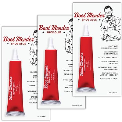JobSite Boot Mender Glue - Shoe Glue Sole Repair - Clear, Instant Bond, Heavy Duty Adhesive 3 Pack of 30g Tubes