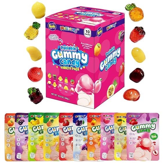 Peelable 10 Fruit-shaped Flavors, 10 Pack Gummy