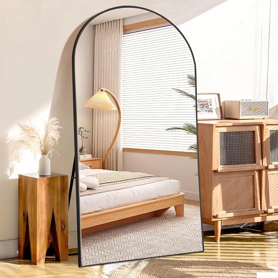 GlasFlength Arched Mirror Full Length 76"x35",Free Standing Leaning Mirror Hanging Mounted Body Mirror,Versatile Decor for Living Room, Bedroom, or Cloakroom