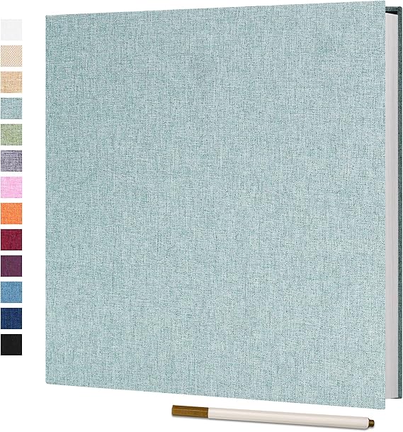 Vienrose Large Photo Album Self Adhesive for 4x6 8x10 10x12 Pictures Scrapbook Album DIY Scrap Book 40 Sticky Pages with A Metallic Pen 13"x12.6"40 Pages Turquoise