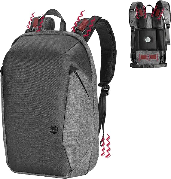 Swissdigital Design School Laptop Backpack for Man, TSA-Friendly 15.6" Laptop Bag with USB Charging Port and Vibrating Massager,Suitable for Business/Travel/Commute Daily, Grey | SD1514M
