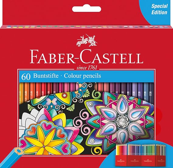Faber-Castell Castle 111260 Colouring Pencils Set, 60 Pieces, Hexagonal, Shatterproof, for Children and Adults