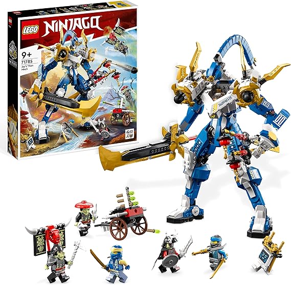 LEGO Ninjago Jays Titan Mech Ninja Playset with Jay Nya and Green Skeleton Warrior Mini Figures Birthday Gift for Children from 9 Years 71785