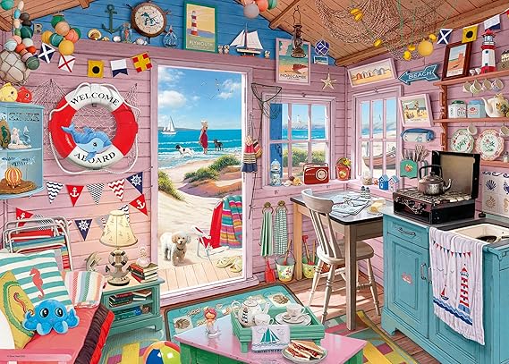 Ravensburger My Haven No. 7 The Beach Hut 1000 Piece Jigsaw Puzzle for Adults, Coastal Retreat Design, Ages 12 Years and Up