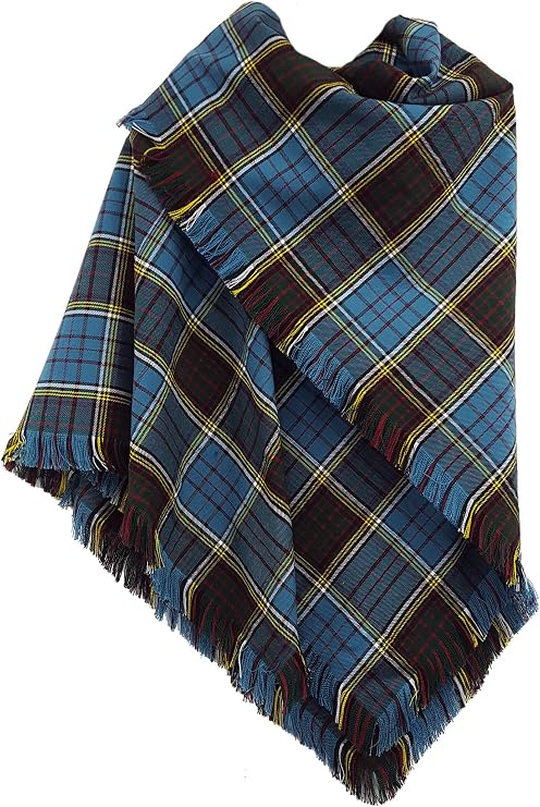 The Celtic Croft Anderson Modern Tartan - Wool-Blend Homespun Shawl