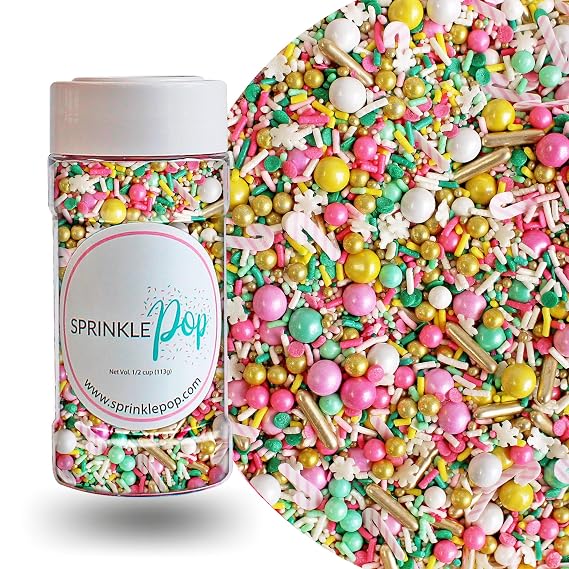 Sprinkle Pop Little Cindy's Sprinkle Mix, Pink, White, Mint, Yellow, 4oz