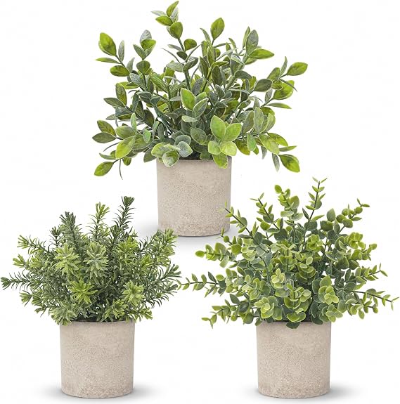 Der Rose 3 Pack Fake Plants Artificial Plants for Office Bathroom Decor