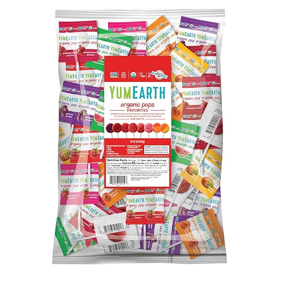 YumEarth Organic Pops Variety Pack, 300+ Fruit Flavored Favorites Lollipops, Allergy Friendly, Gluten Free, Non-GMO, Vegan, No Artificial Flavors or Dyes