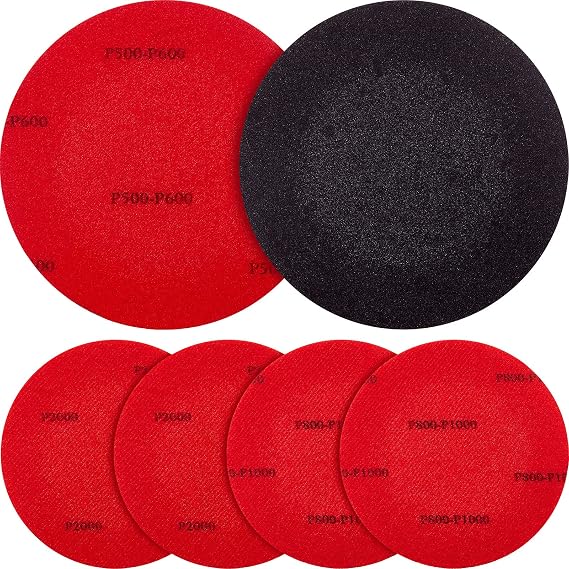 Maitys 6 Pcs Bowling Ball Sanding Pads Kit, 500, 1000, 2000 Grit, Red