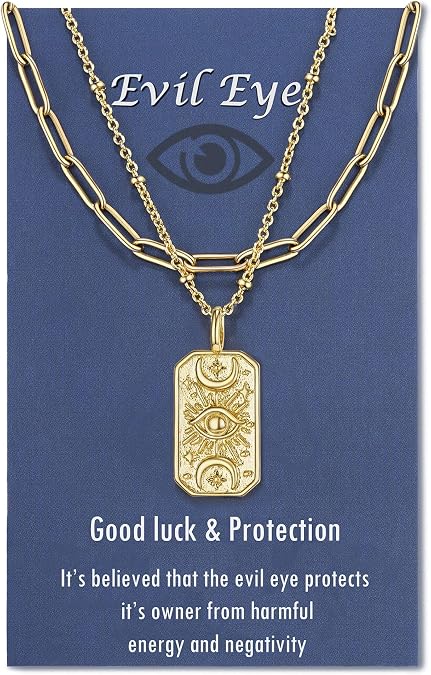 Tarsus Evil Eye Necklace Protection Jewelry Gifts for Women | Gold-Plated Mal De Ojo Amulet Nazar Third Eye Necklace