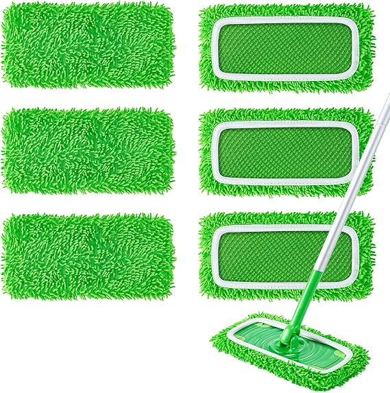 6Pcs Reusable Microfiber Mop Pads Refill Compatible with Swiffer Sweeper