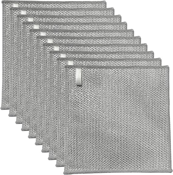 10 PCS Triple Layer Stainless Steel Wire Cleaning Cloth for Cookware