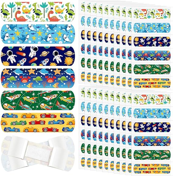 Nuanchu 6 Styles Kids Cartoon Bandages Adhesive Flexible Colorful Cute Cartoon Bandages Waterproof Breathable Protect Scrapes and Cuts for Girls Boys Children Toddlers(120 Pcs)